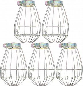 5pcs Vintage Lamp Bulb Guard, Adjustable Clamp-on Bulb Cover, Iron Metal Light Cages, Vintage Lamp Guard Replacement for Hanging Pendant Lighting, Home Industrial Decoration