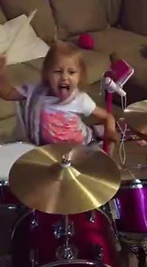 This video is from June 27th last year. This was her first drum set. She really wanted a pink one too. Once she got those drumsticks in her hands, she was all over that thing! She had completed 2 rounds of intermediate chemo by now. Hair falling out but she had so many strands of hair that just stuck it out and stayed in there as long as possible. It didn't bother her. She's still the biggest rockstar I've ever known. This is just a glimpse of Desi's silly and fun personality. She really has an 