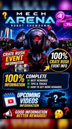 Upcoming Create Rush Event + Latest Promo Codes 😍 |2026 Update Mech Arena #mecharenarobotshowdown