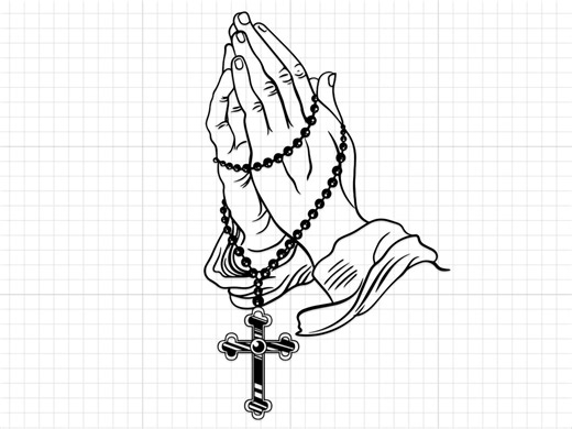 Prayer Hands SVG PNG: Rosary Cross Christian Art – Cricut Silhouette, Digital Download - Etsy