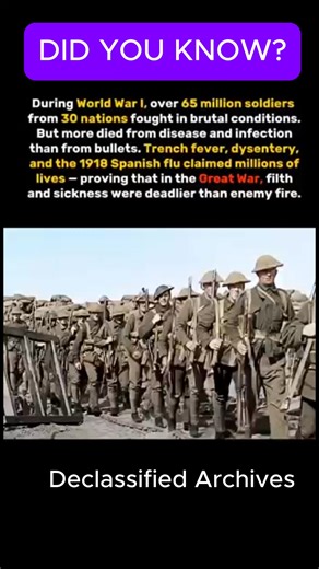 During World War 1, more soldiers died from disease than combat #history #war #ww2 #shorts Watch more on YouTube 👉 https://www.youtube.com/@TheDeclassifiedArchives | Declassified Archives
