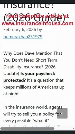 Why Does Dave Mention That You Don’t Need Short Term Disability Insurance? (2026 Guide)#shorts