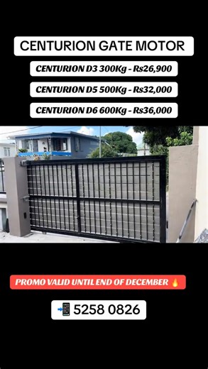 89K views · 420 reactions | ⚡ Centurion Gate Motor – Best Price in Mauritius! ⚡ Looking for quality, durability & security at the lowest price? We’ve got you covered!  ✅ Genuine Centurion Motors ✅ Best Market Price Guaranteed ✅ Fast & Professional Installation ✅ Reliable After-Sales Support  Call/WhatsApp: 5️⃣2️⃣5️⃣8️⃣ 0️⃣8️⃣2️⃣6️⃣  By Southpeak Construction Ltd | Southpeak | Facebook