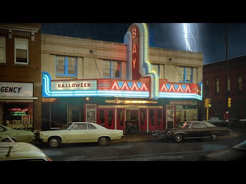 Halloween Ambience Movie Theater 4K - Scary Haunted Slasher Horror Sounds - Spooky & Creepy 3 Hours