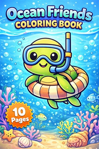 Ocean Coloring Pages for Kids Printable PDF | Cute Sea Animals Activity Book | Toddler Preschool Worksheets | 10 Pages Instant Download - Etsy