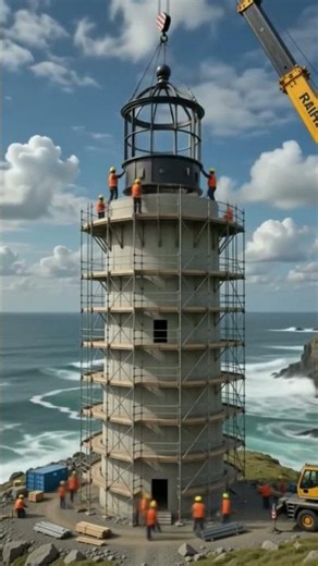 Building a Lighthouse on a Rocky Island 🌊| Insanely Satisfying Construction Timelapse#usa#usashorts