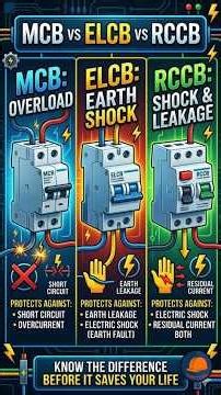 MCB vs ELCB vs RCCB–Know the Difference Before It Saves Your Life #MCB #RCCB #ELCB #ElectricalSafety