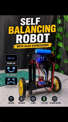 Self Balancing Robot Using Arduino & MPU6050 🤖 #shorts