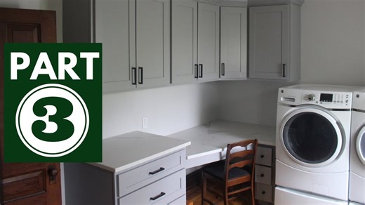 Complete your laundry room with custom DIY cabinets and lighting