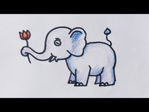Elephant drawing easy/Elephant drawing and colouring tutorial for beginners ‪@SimpleLineDrawing‬