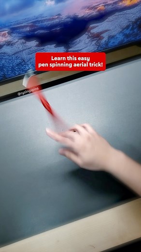 Ryzing Spins on Instagram: "Learn this EASY pen spinning aerial trick! ✌️ Starts off with a beginner trick: Thumb Around! Like and share this reel with your friends! 😊 Follow and let’s learn pen spinning together! 🤝 #penspinning #tricks #tutorial #easy #howto #aerial #beginner #art #slowmotion #satisfying #fun #reels"