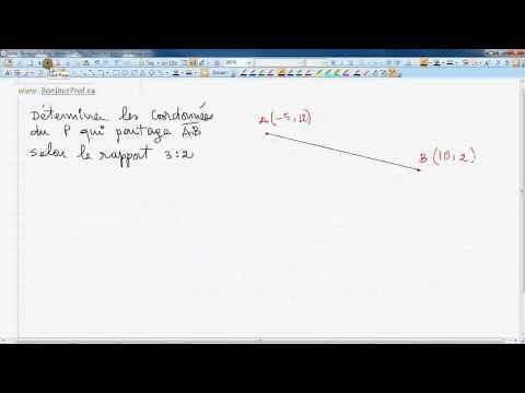 Secondaire 4 CST Québec : 3-2 Géométrie analytique, point de partage