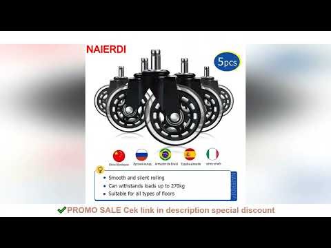 NAIERDI 5PCS Universal Office Chair Wheels Mute Casters 360 Swivel Rollers 50KG Load Replacement Fur