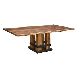 Timber Forged Rustic Square Base Walnut Dining Table