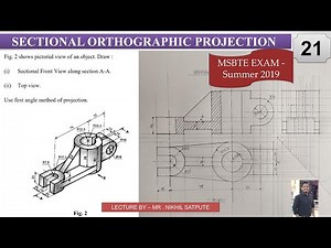 Engineering Drawing | Sectional Orthographic Projection Problem 21 | Learn with Nikhil