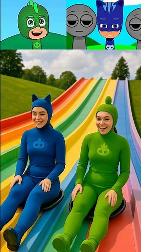 Incredibox Sprunki OC PJ Masks X Gekko Enjoying The Rainbow Slide In Real Life #sprunki #incredibox