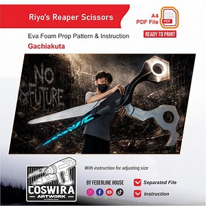 Riyo Reaper Scissors Prop Pattern Template With Youtube Video – EVA Foam Pattern for Cosplay & DIY Builds Inspired by Gachiakuta - Etsy