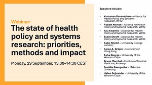 WEBINAR: The state of health policy and systems research: priorities, methods and impact