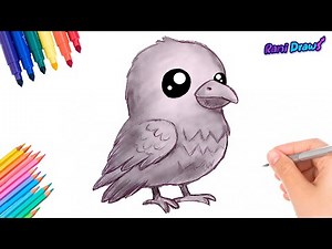 CÓMO DIBUJAR UN CUERVO CON LÁPIZ - Dibujos fáciles paso a paso