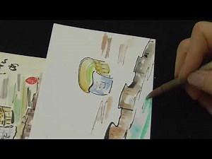 絵手紙入門 楽しく簡単に四季を描こう 露天風呂とズッキーニ