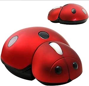 Cute Wireless Mouse, Ladybird Shape Cartoon 2.4GHz Cordless Silent Mouse with USB Receiver Children Mice Kids Gaming,3000DPI Portable Mobile Optical Mouse for Notebook, Laptop,PC, Desktop,Gift(Red)