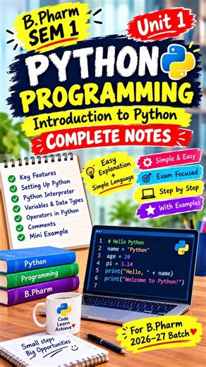 Python Programming for Beginners | Start Learning Python Today! #bpharma1semester #pharmacyeducation