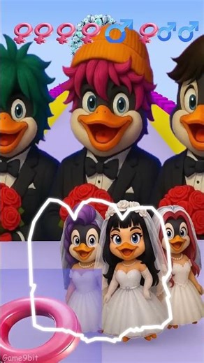 Help the bride team of penguin Rumi and the groom team of penguin Jinu! Perfect Outlines