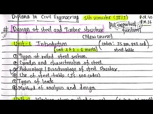 Design of Steel and Timber structure||5th sem.||Diploma Engineering||Important questions new course