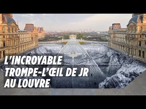 JR's incredible trompe-l'œil around the Louvre pyramid