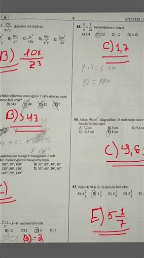 IX sinif Buraxılış Riyaziyyat suallarının cavabları 26.04.2026 #maths #imtahan #abituriyenthazırlığı