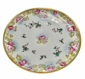 Haviland Limoges France Porcelain Plate With Roses and Gold Rim