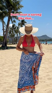 Skirt or dress? Vote in poll! Here’s a fun wrap dress you can make from a sarong. Fold the top (I folded twice to make that pretty pattern visible). Cross the ends on the back, bring them to the front, and either tie them or use a sarong buckle like I did. You can quickly make this dress when you are on vacation and want to go from the beach to lunch or even sightseeing but ready to go for a swim at all time ! What do you think? Obsessed with this bathing suit from👙 @lablancaswim ,super cute co