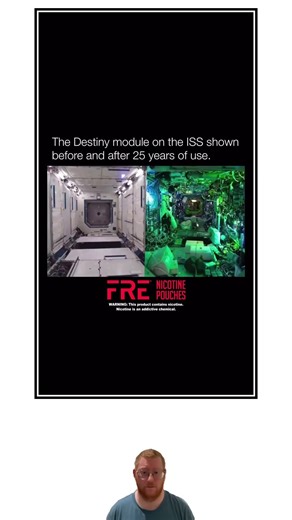 The Destiny module on the ISS shown before and after 25 years of use.