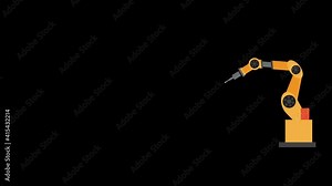 An animation of robotic solder arm with the word Industrial Revolution 4.0 in saber effect.