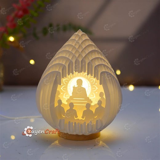 Buddha Pop up PDF SVG Studio Template for Cricut– 3D Papercut Light Box, DIY Buddha Lamp (version 03) - Etsy