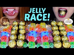 ASMR FERRERO ROCHER + RAINBOW JELLY RACE! *super intense* 먹방