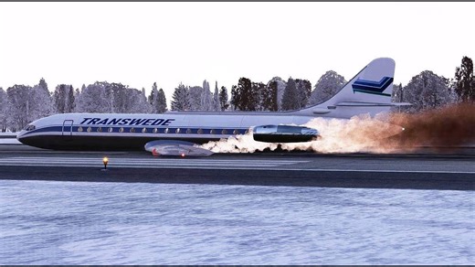 Shocking takeoff crash in Sweden - Transwede Airways Caravelle flight