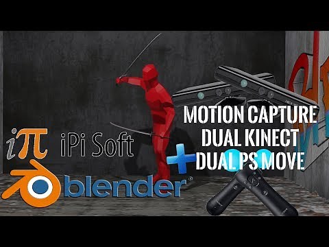 IPI Soft Motion Capture with Dual Kinect + Dual PS-Move, Demo in Blender (2020)