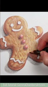 Let's Draw... A Gingerbread Man with Prismacolor Coloured Pencils #colorpencil #christmas #drawing