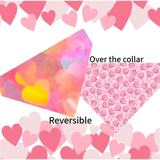 Valentine's Day Dog Bandana: Over the Collar, Hearts Bandana - Etsy
