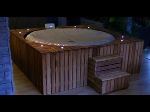 Montage spa bulles et jets habillage bangkirai