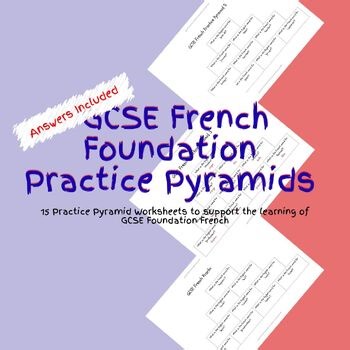 15 GCSE Foundation Level French Practice Pyramid Worksheets PDF