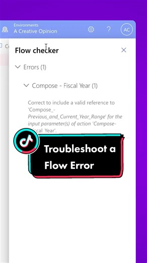 Are you unable to save your Microsoft Power Automate flow because of a Template Validation Failed error? This particular error in my flow was cause by an edit I made to a Compose action name. An expression was referencing the previous Compose action name. To fix this, edit the name of the referenced Compose action to match the new name. #PowerAutomate #PowerPlatform #Microsoft365 #learnontiktok #techtoks #microsoftlearning Power Automate Expressions Power Automate Troubleshooting Failed Power Au