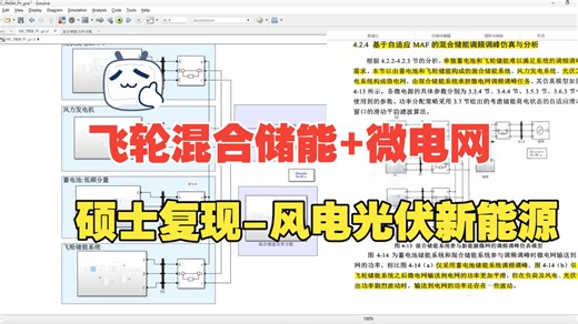 【31】硕士复现-飞轮混合储能参与风电光伏新能源微电网调频调峰(分频控制)仿真（讲解 仿真 文献）