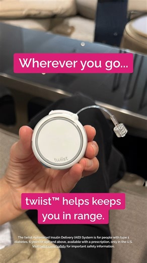 From point A to point B (and C, D, and E), twiist™ is designed to help keep you in range. The twiist Automated Insulin Delivery (AID) System is for people with type 1 diabetes, 6 years of age and above, available with a prescription, only in the U.S. Visit twiist.com/safety for important safety information. | twiist