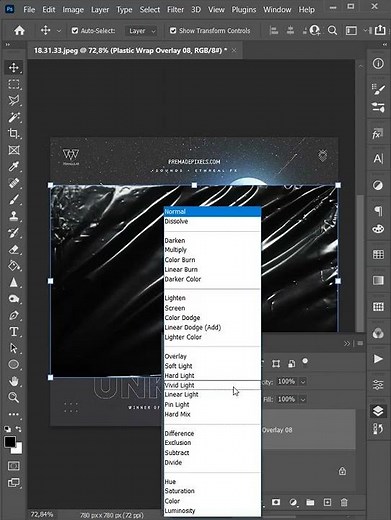 Plastic Wrap Effect Overlays with action for Photoshop. Photo design, wrap texture. How to Work.