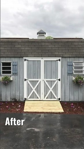 DIY shed ramp before and after! (Watch the how-to video; link in description)