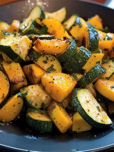 Sautéed Zucchini and Squash Medley Ingredients: 2 medium zucchinis, sliced into half-moons 2 medium yellow squash, sliced into half-moons 2 tablespoons olive oil 3 cloves garlic, minced 1 teaspoon salt ...... Full Recipe in Coʍmеոτ 💬 | Yay Food