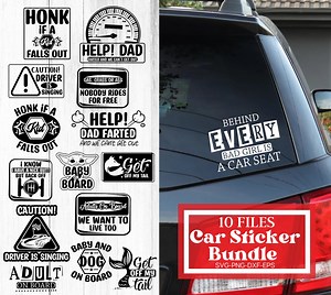 Funny Car Stickers SVG Bundle, Hand Lettered Car Quotes Svg, Sarcastic Car Stickers Svg, Kids on Board Svg - Etsy