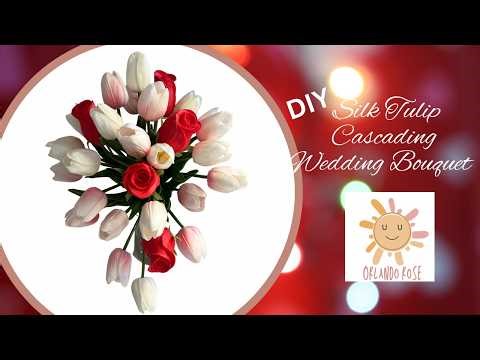 DIY Silk Tulip Cascading Bridal Bouquet | #diy #bridalbouquet #weddingbouquet
